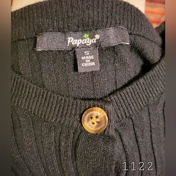 Papaya Black Cardigan with Gold Button - Picture 2 of 3
